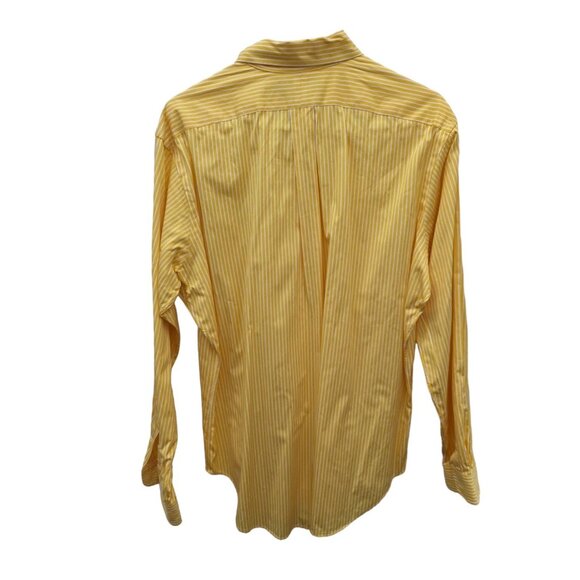 Ralph Lauren Mens Yellow Stripe Classic Fit Button Down Shirt Large L - Picture 4 of 5